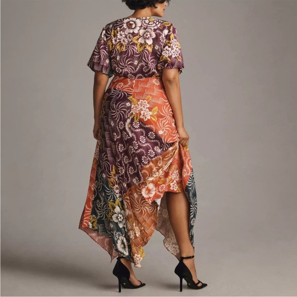 By Anthropologie V-Neck Flutter-Sleeve Buttoned Handkerchief Maxi Dress - Picture 9 of 17